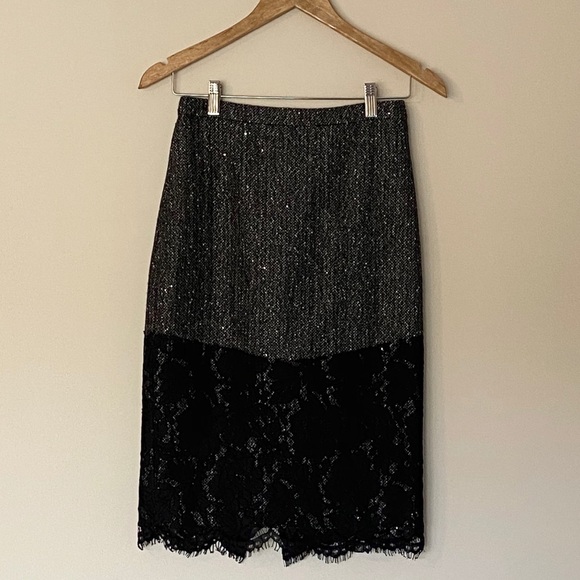 J. Crew - Tweed/Lace Pencil Skirt - Picture 4 of 5